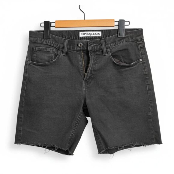 Express Black Denim Jeans Shorts - Picture 1 of 6